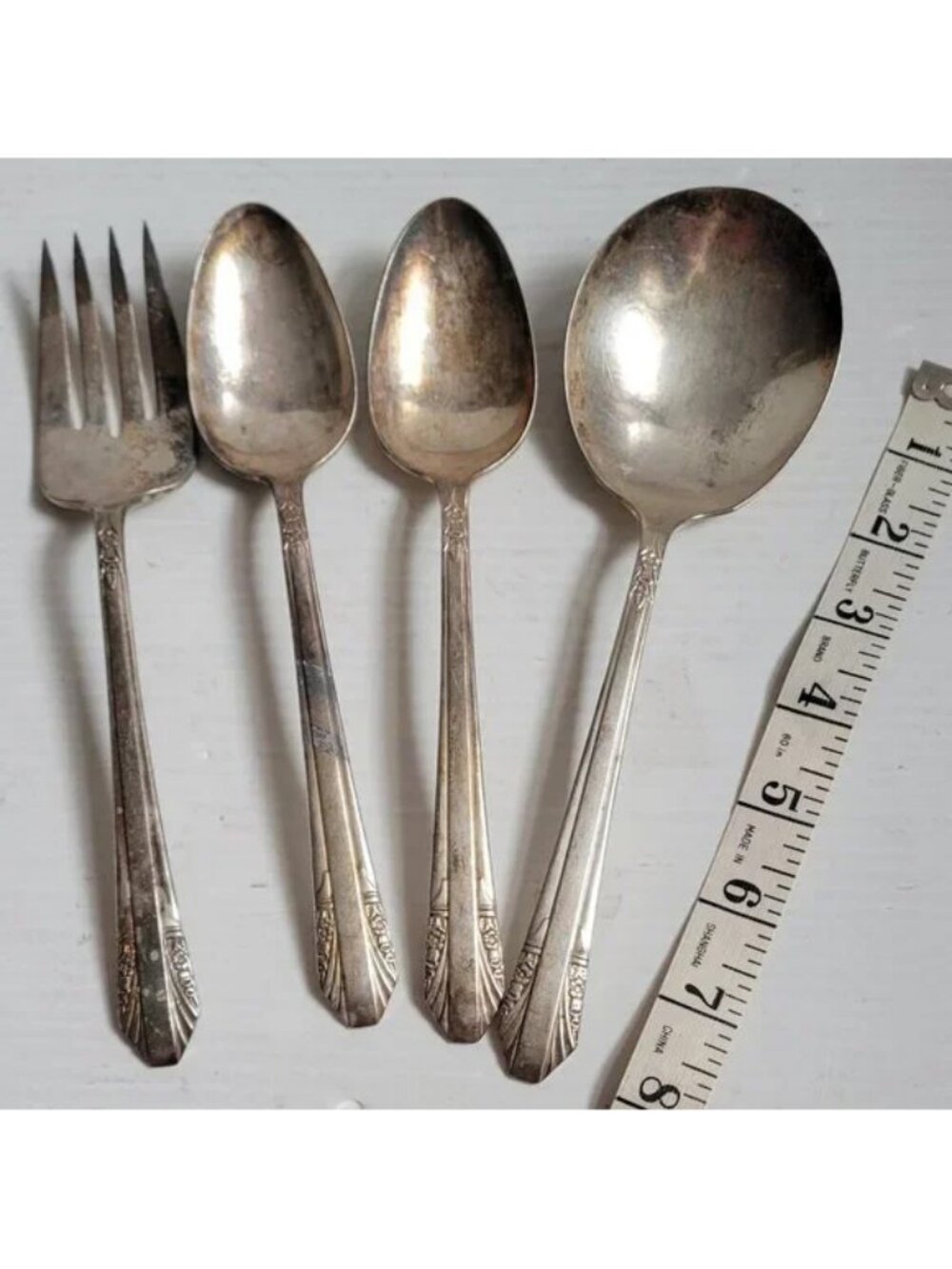 4pc Vintage SILVER PLATE Serving Set & 2 Spoons "Rogers IS" Flatware